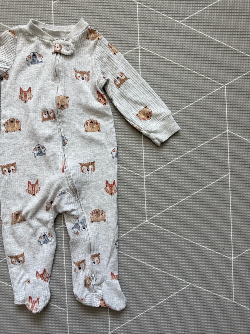 Carters|Baby gender Neutral Animal Print ribbed long sleeve footies•••owl,fox
